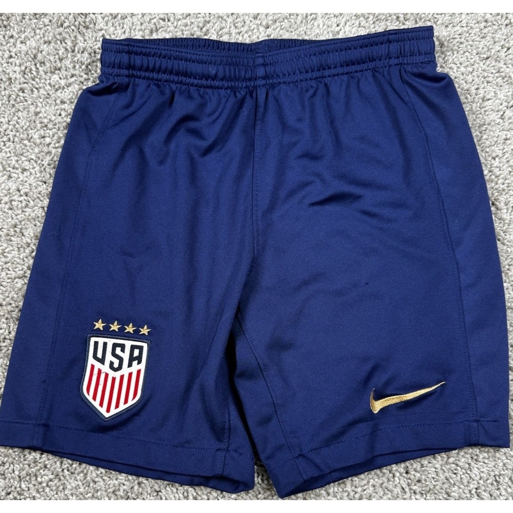Nike USA Soccer Youth Athletic Shorts Dri Fit Blue Medium